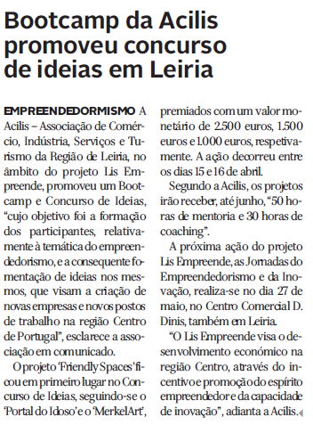 Bootcamp da Acilis promoveu concurso de ideias em Leiria
