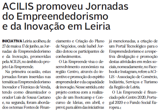 ACILIS promoveu Jornadas do Empreendorismo e da Inovação em Leiria